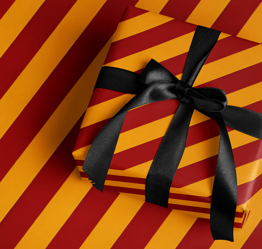 Red and Yellow Striped Gift Wrapping Paper Set