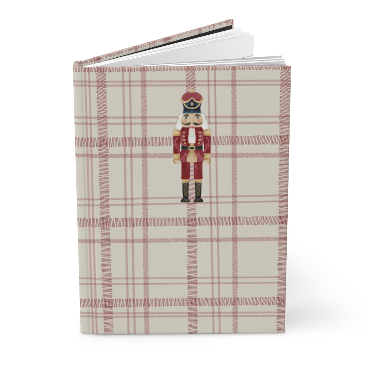 Festive Nutcracker Soldier Plaid Print Hardcover Notebook