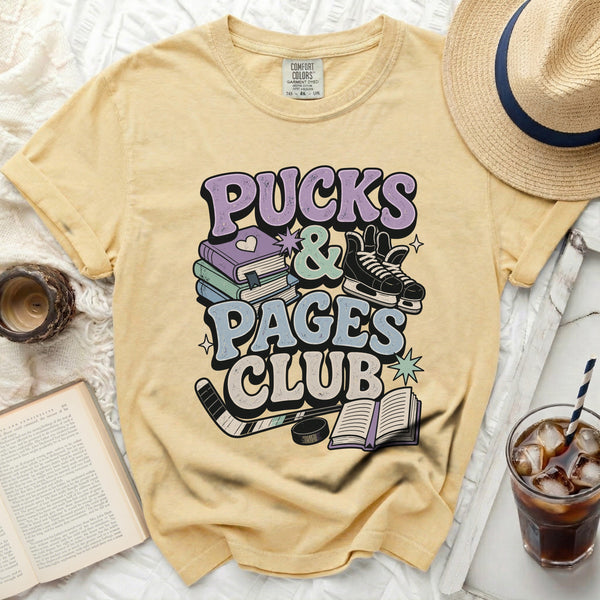 Pucks & Pages Club Retro Tee in Butter