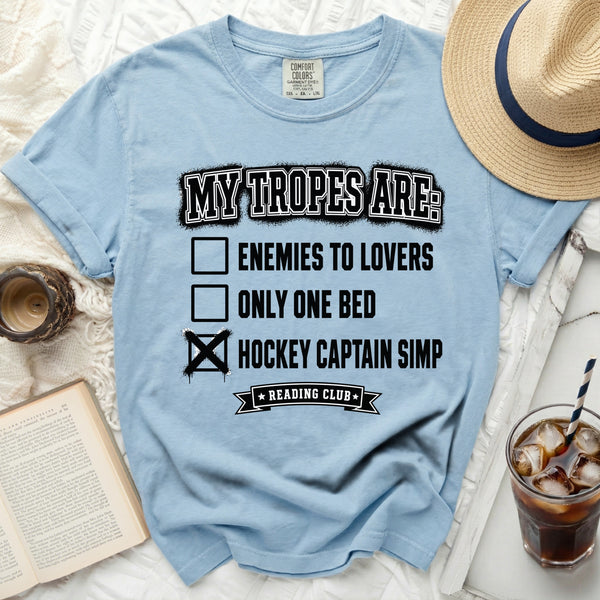 My Tropes Are: Hockey Captain Simp Tee in Chambray