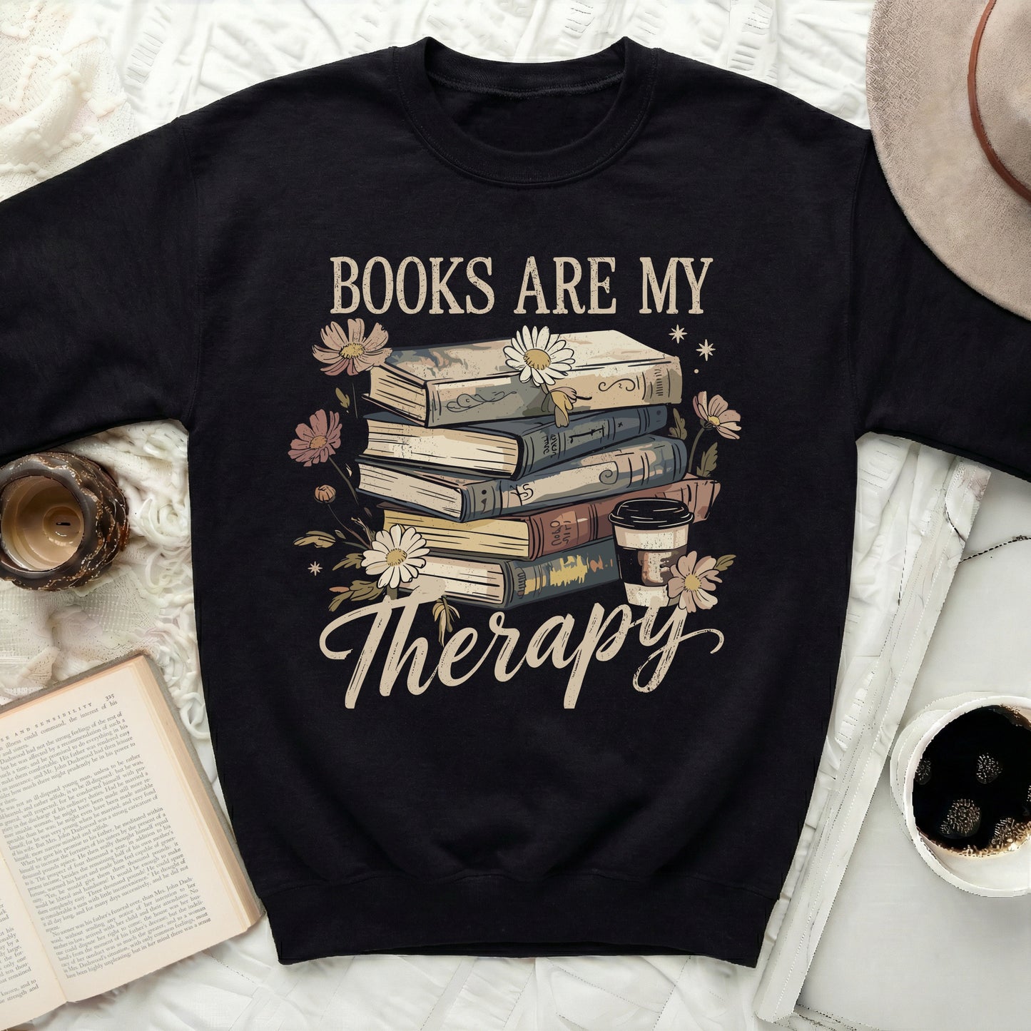 Books Are My Therapy Cozy and Stylish Clothing Item