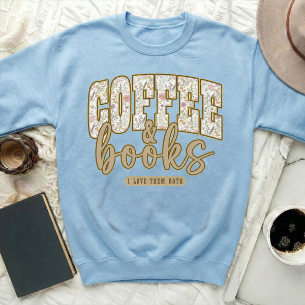 COFFEE & books Sweatshirt in Light Blue