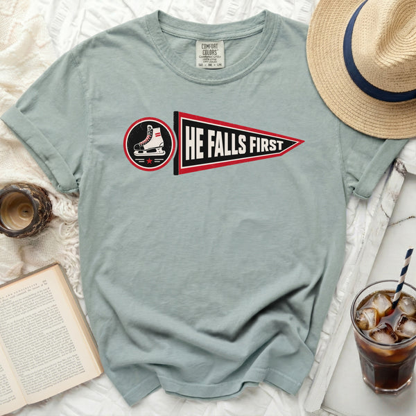 He Falls First Vintage Tee in Bay