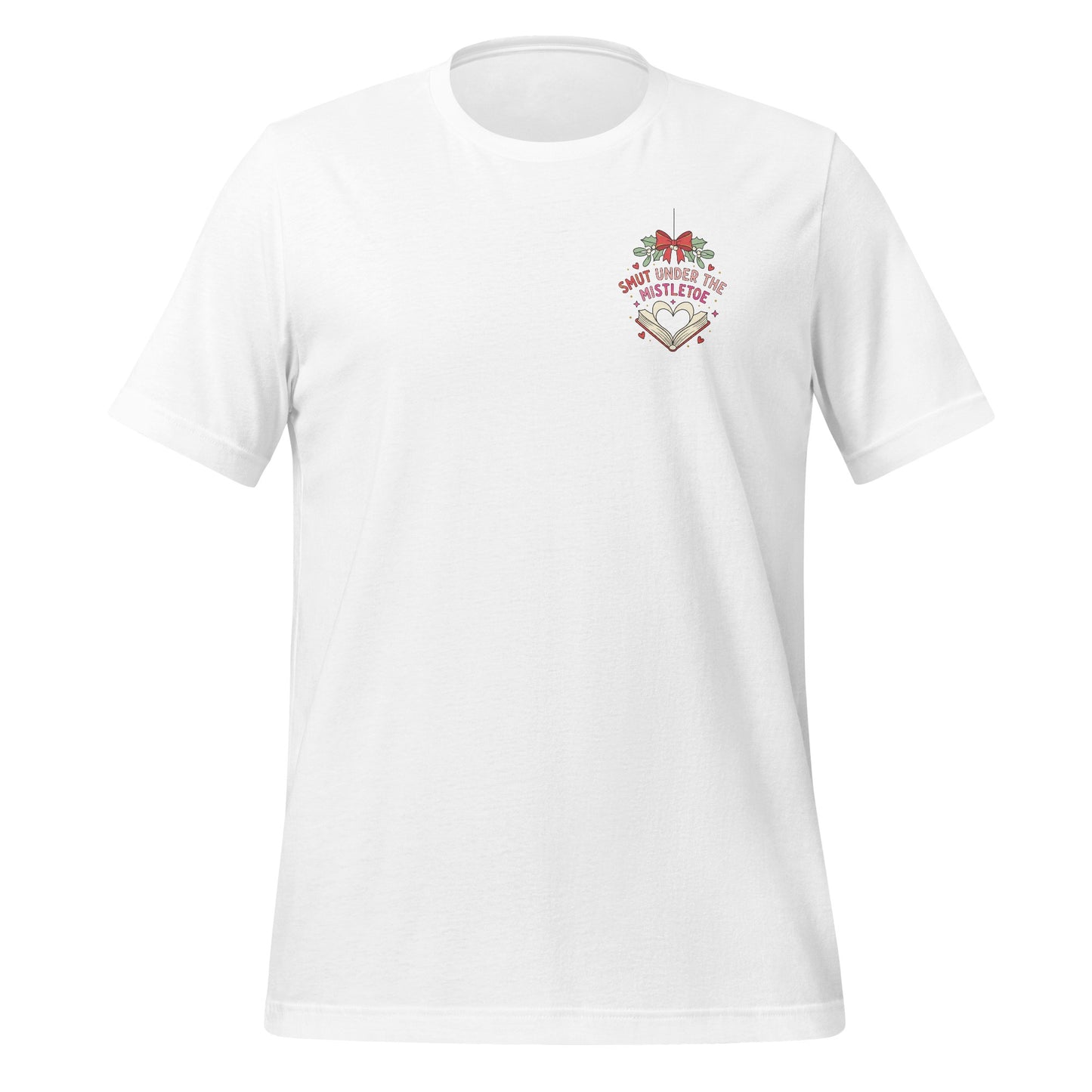 Festive Graphic Tee with Heart and Mistletoe Design