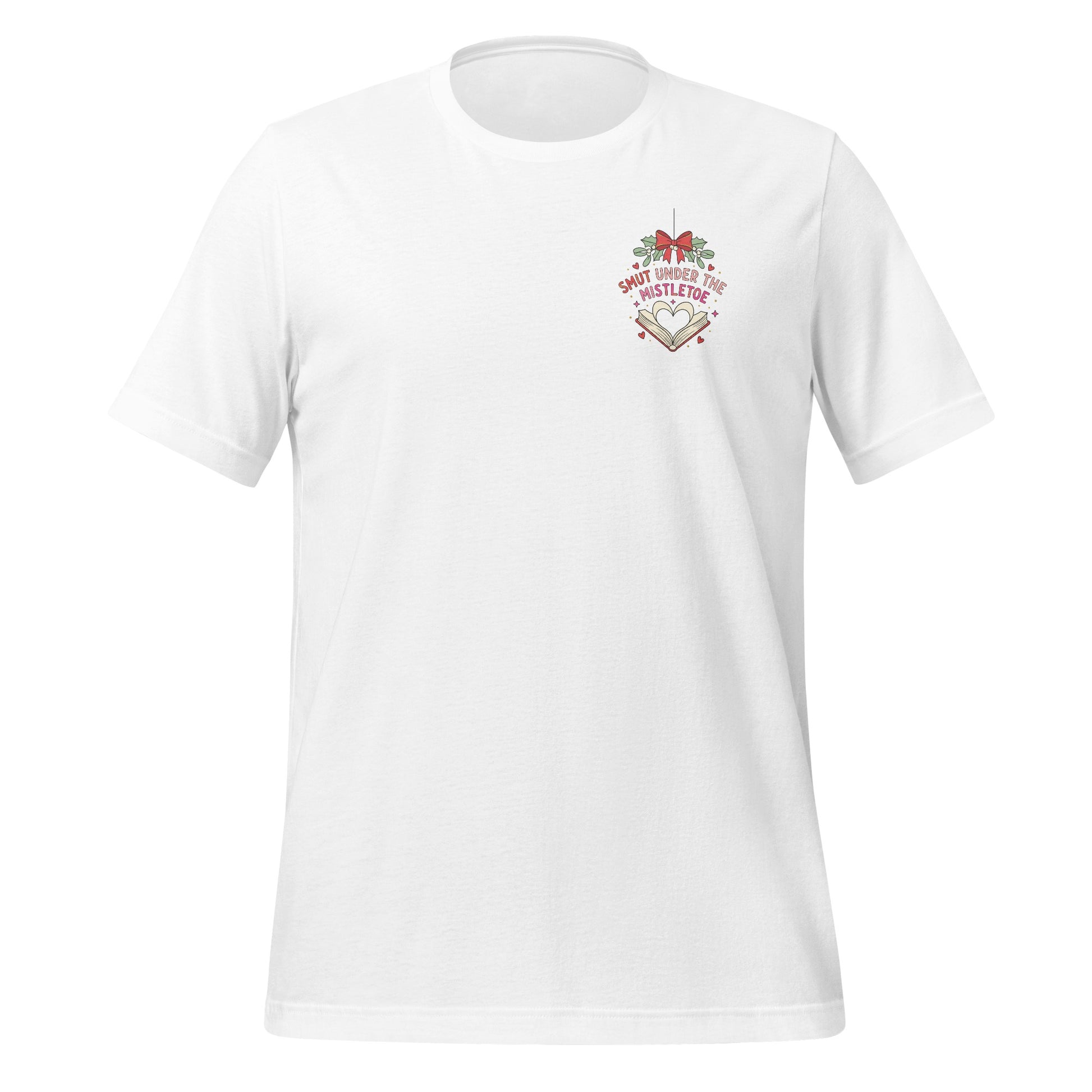 Festive Graphic Tee with Heart and Mistletoe Design