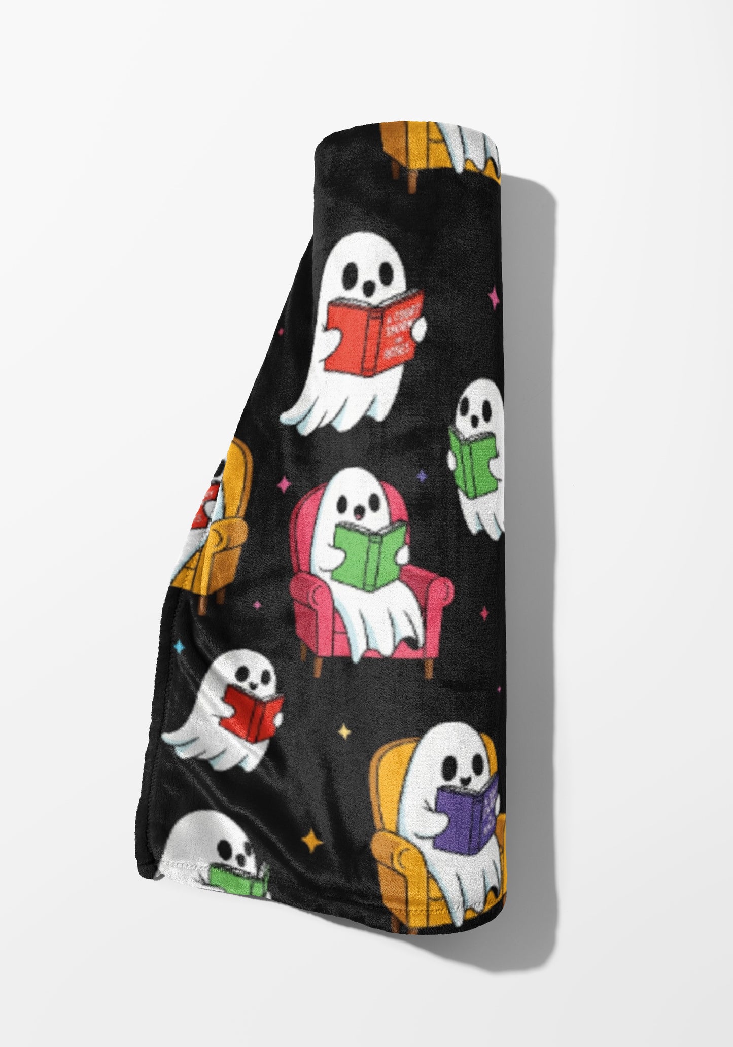 Cute Ghosts Reading Patterned Blanket