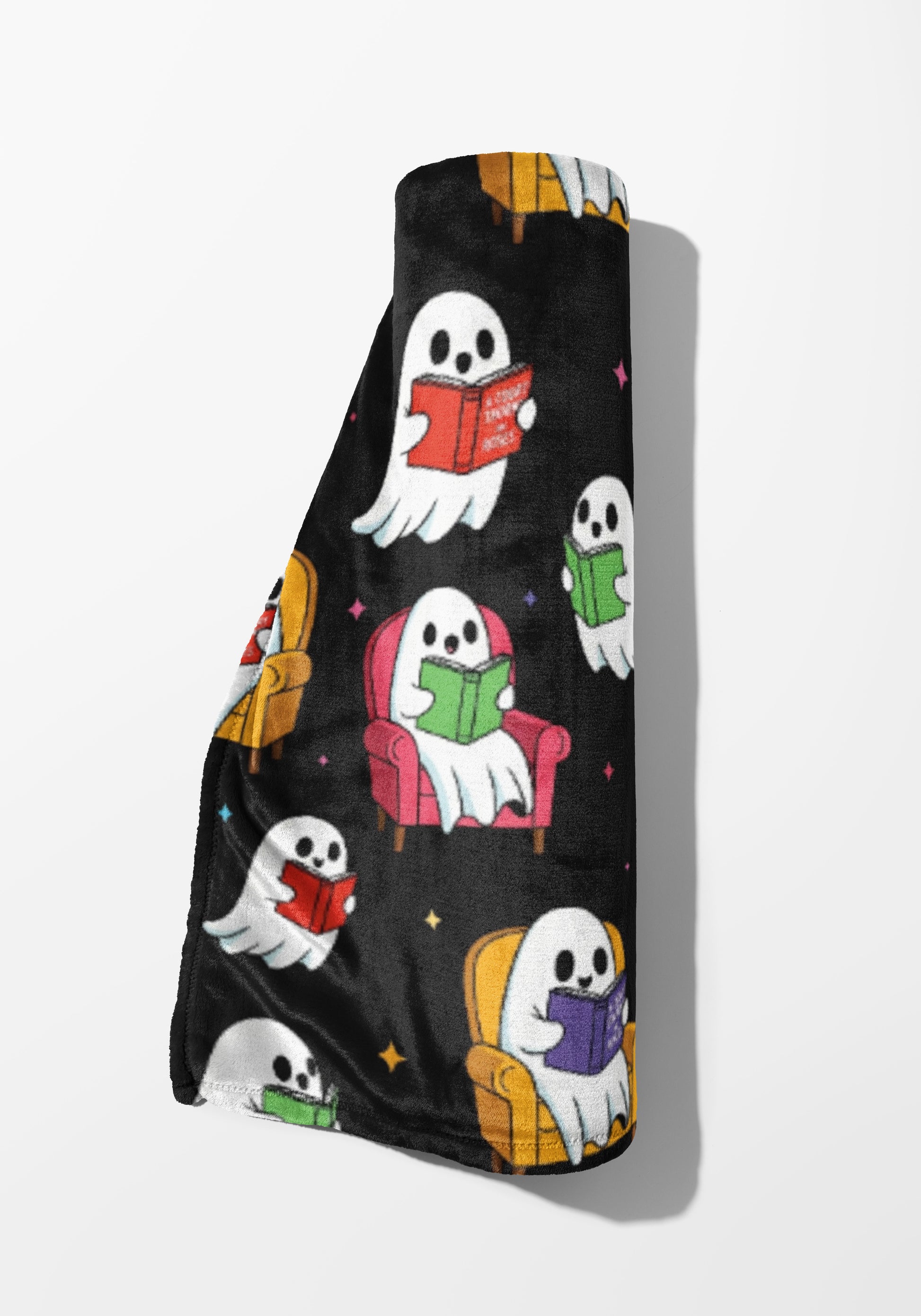 Cute Ghosts Reading Patterned Blanket