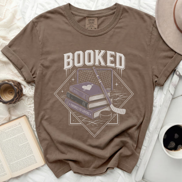 Booked Hockey Romance Literary Escape Tee in Espresso