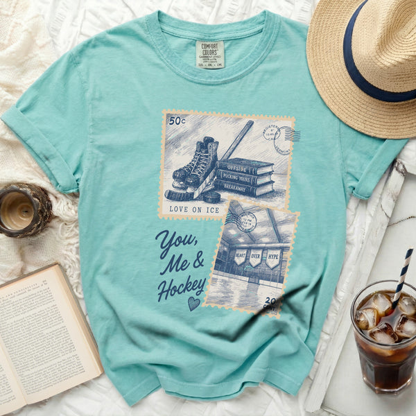 You, Me & Hockey Nostalgic Tee in Island Reef