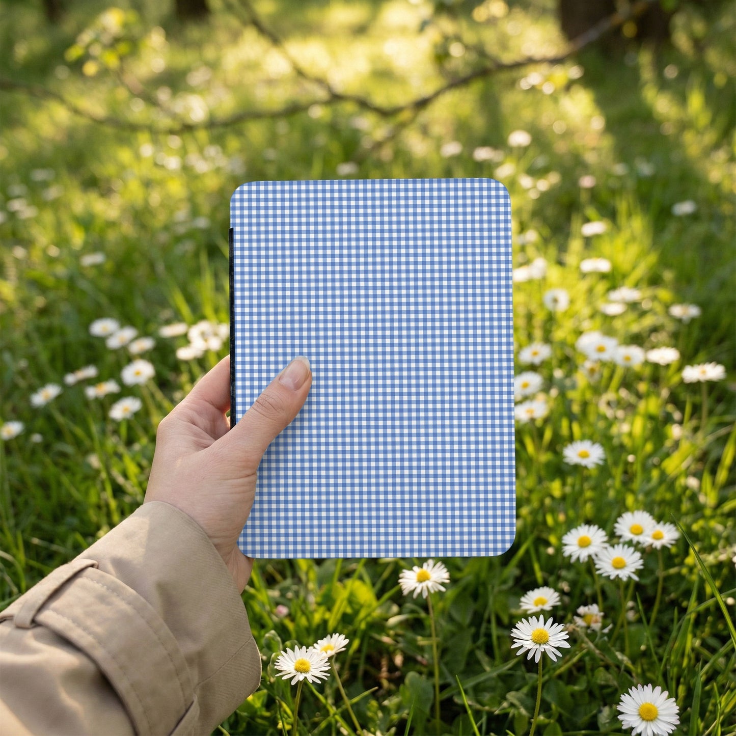 Blue and White Checkered Design Notebook