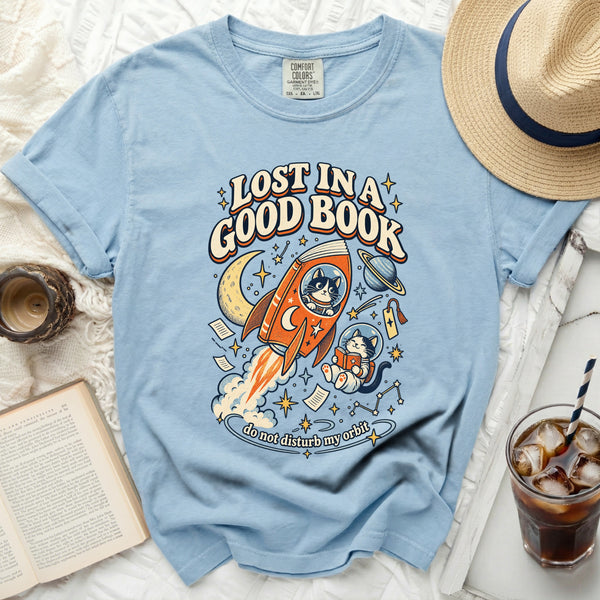 Cosmic Bookworm Tee in Chambray