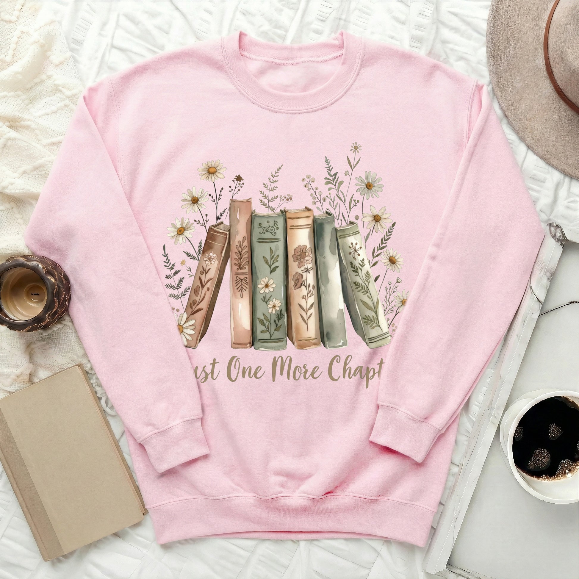 Just One More Chapter Bookshelf Pastel Sweatshirt