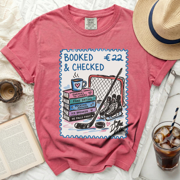 Booked & Checked Hockey Romance Tee in Crunchberry