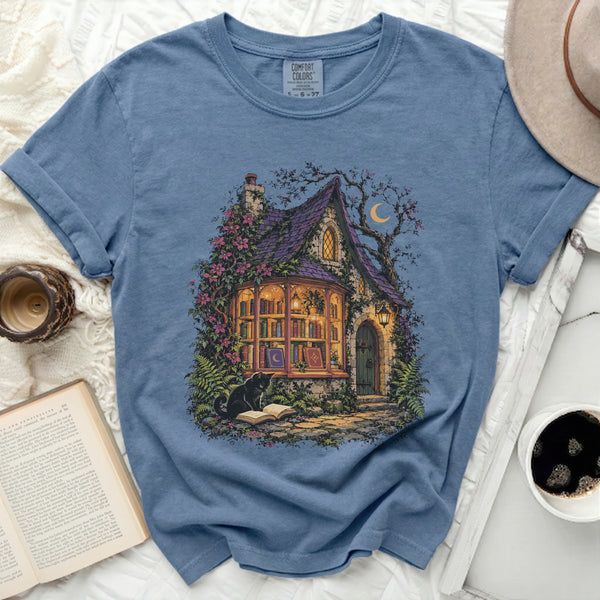 Midnight Bookshop Tee in Blue Jean