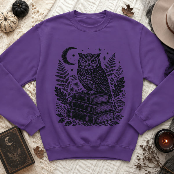 Enchanted Sage Owl Sweatshirt in Purple
