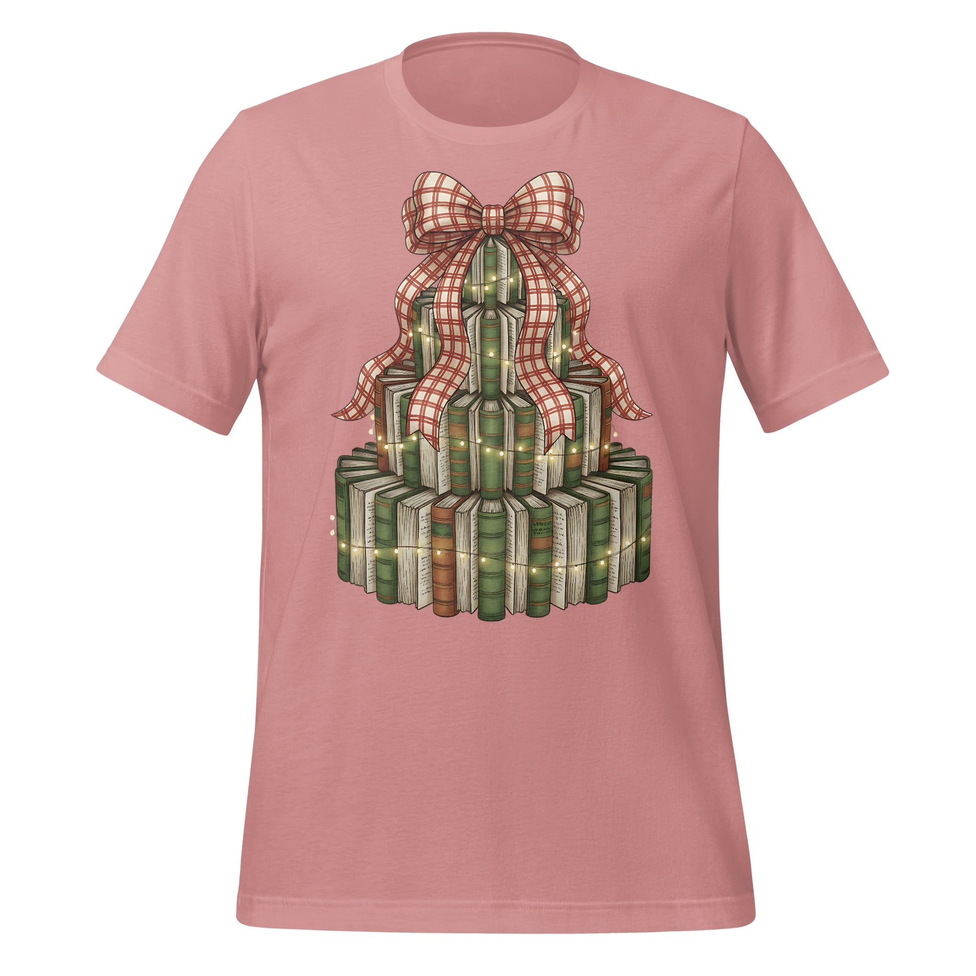Books Stacked as Christmas Tree Design T-shirt