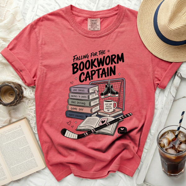 Falling for the Bookworm Captain Tee in Watermelon