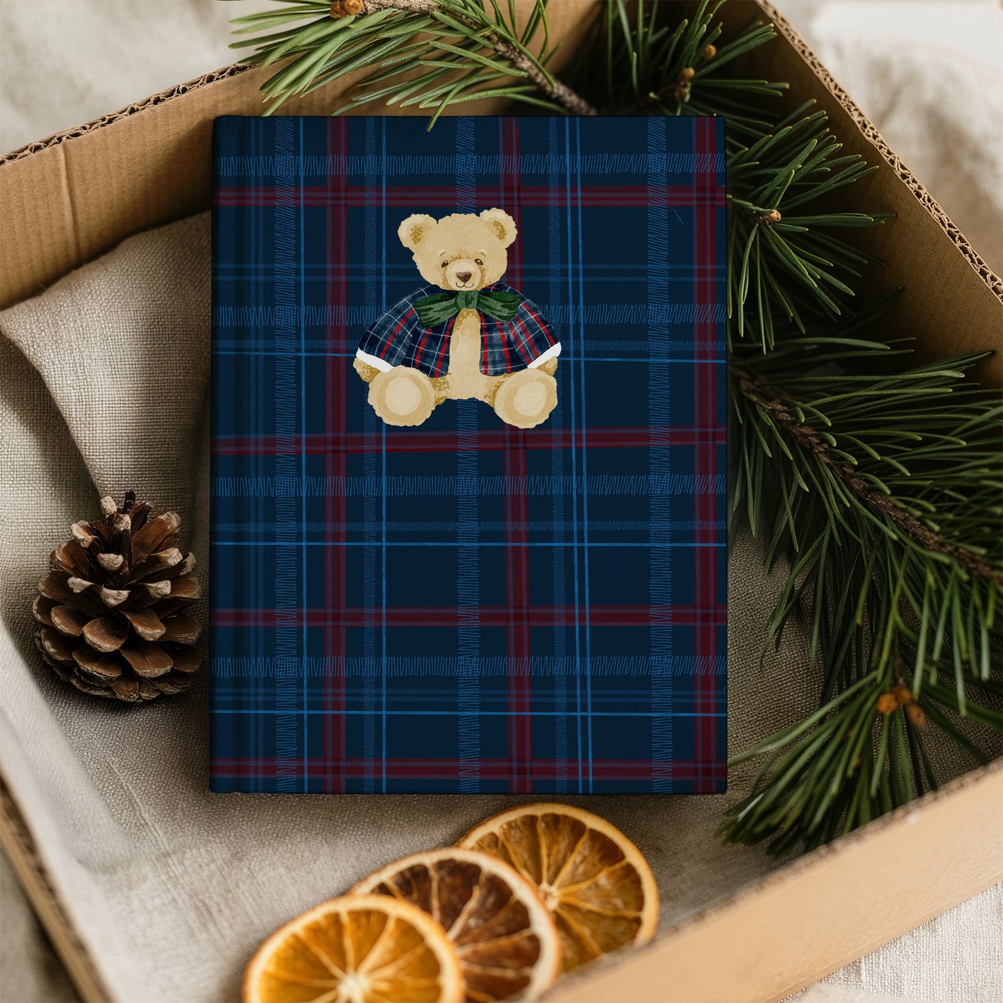 Cute Teddy Bear and Plaid Design Journal