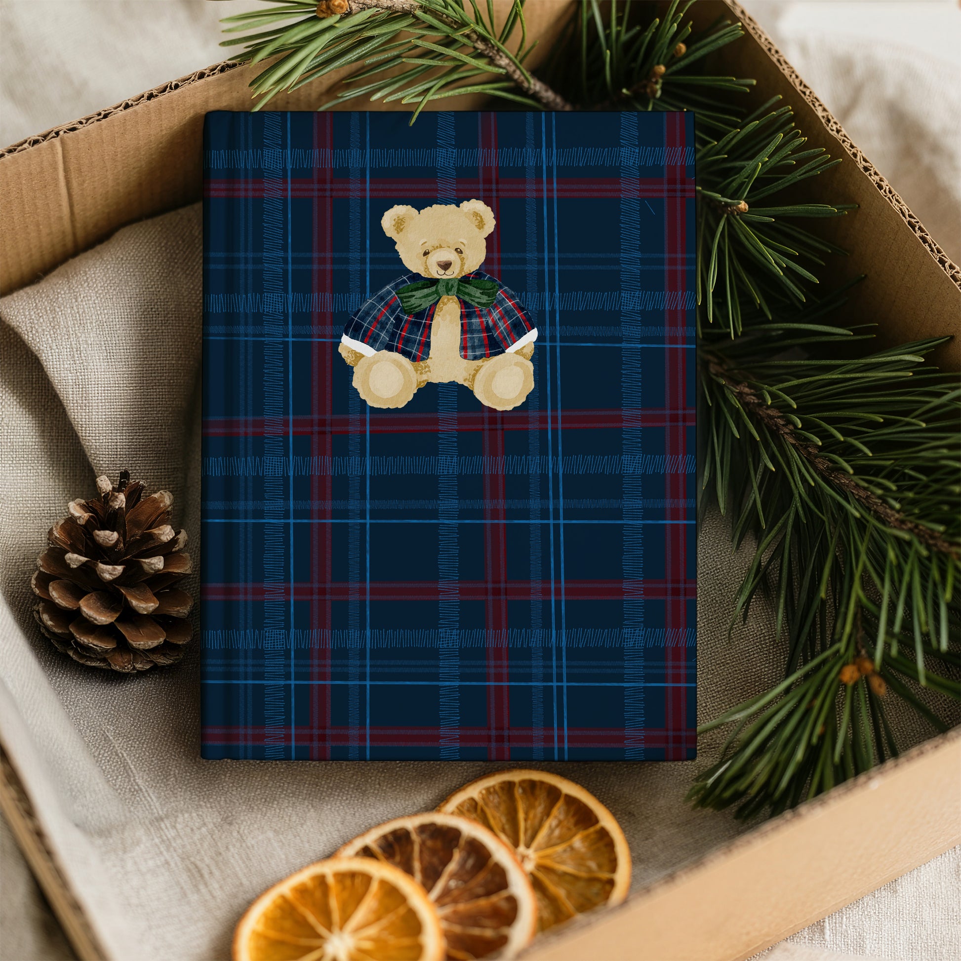 Cute Teddy Bear and Plaid Design Journal