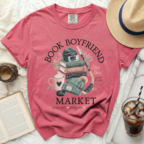 Book Boyfriend Hockey Market Tee in Crunchberry