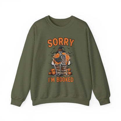 Sorry I am Booked Halloween Skeleton Reading Sweatshirt - MagicMerchEmporium