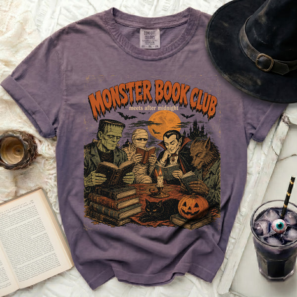 Monster Book Club Midnight Gathering Tee in Grape