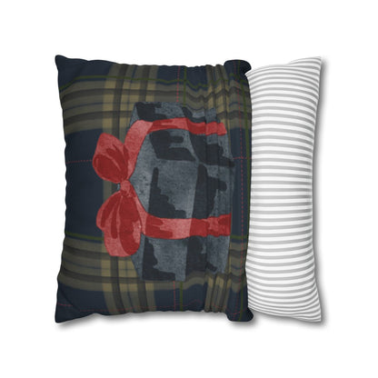 Plaid Pillow with Red Ribbon Pillow product