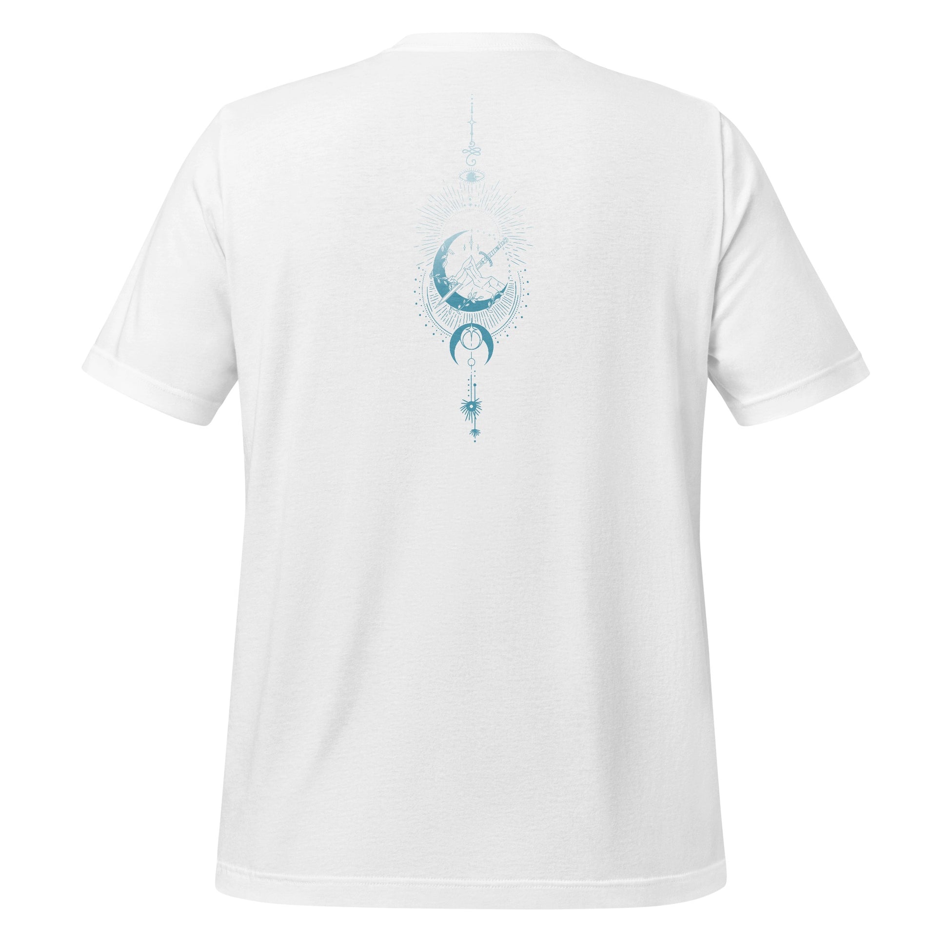 Mystic Moon Sun Sword Eye Celestial Backprint product type
T-shirt, Graphic tee, Celestial, Moon design, Sun symbol, Sword art, Mystic, Spiritual, Esoteric, Eye design, Back print, White apparel, Unique shirt, Fantasy art, Cosmos, Astrology, Bohemian style, Indie fashion, Symbolic design, Unisex top