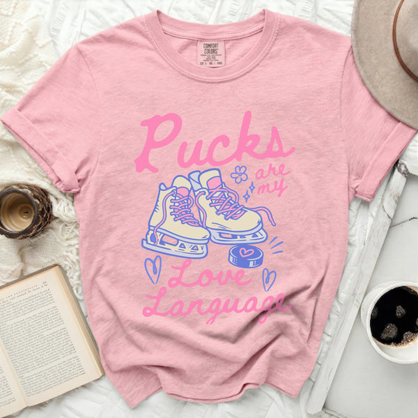 Pucks Are My Love Language Tee in Blossom