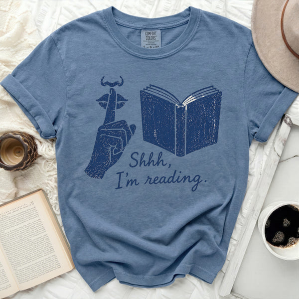 Shhh, I'm Reading Tee in Blue Jean