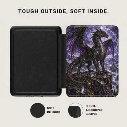Black case open to reveal a dragon illustration; "TOUGH OUTSIDE, SOFT INSIDE."