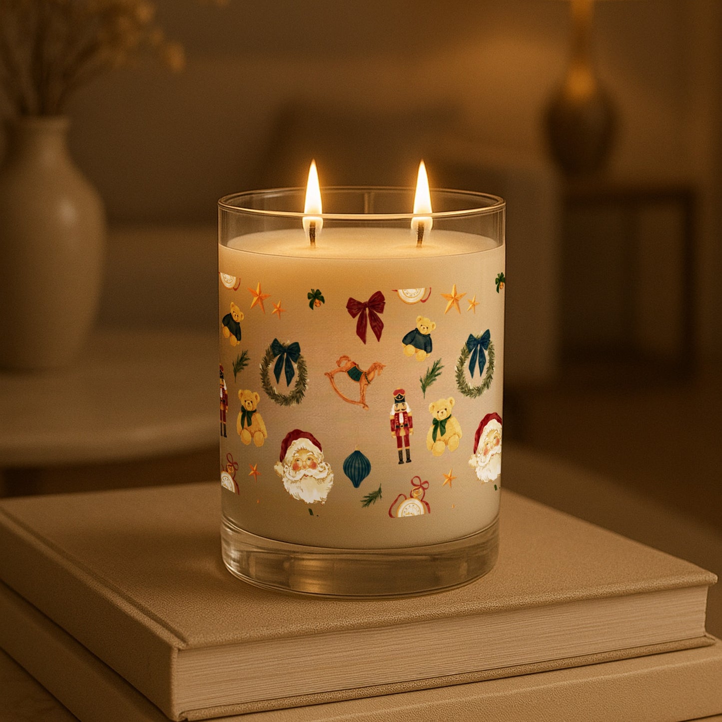 Charming Holiday Candle with Festive Decorations