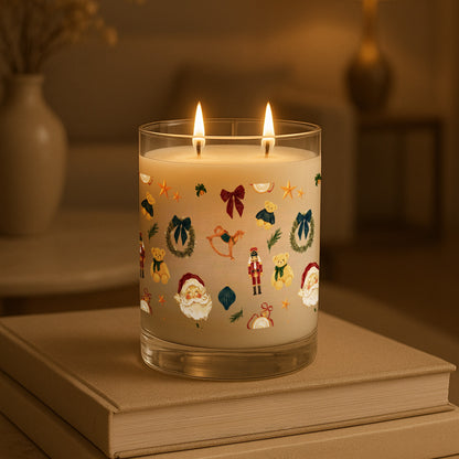 Charming Holiday Candle with Festive Decorations