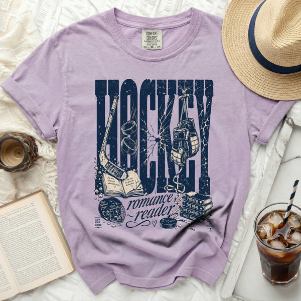 Hockey Romance Reader Tee in Orchid