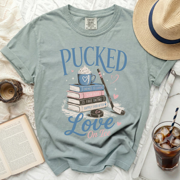 Pucked Love On Ice Tee in Bay
