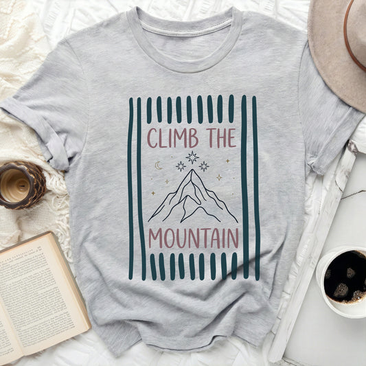 CLIMB THE MOUNTAIN Adventure Peaks Starry Sky product type
Climb The Mountain, Mountain Design, Adventure Tee, Nature Lover, Outdoor Apparel, Hiking Shirt, Starry Sky, Moon Design, Mountain Peaks, Inspirational Quote, Graphic T-shirt, Grey Tee, Motivational Gift, Explorer Style, Summit Goal, Wilderness Fashion, Custom Shirt, Unique Design, Travel Outfit, Comfort Top