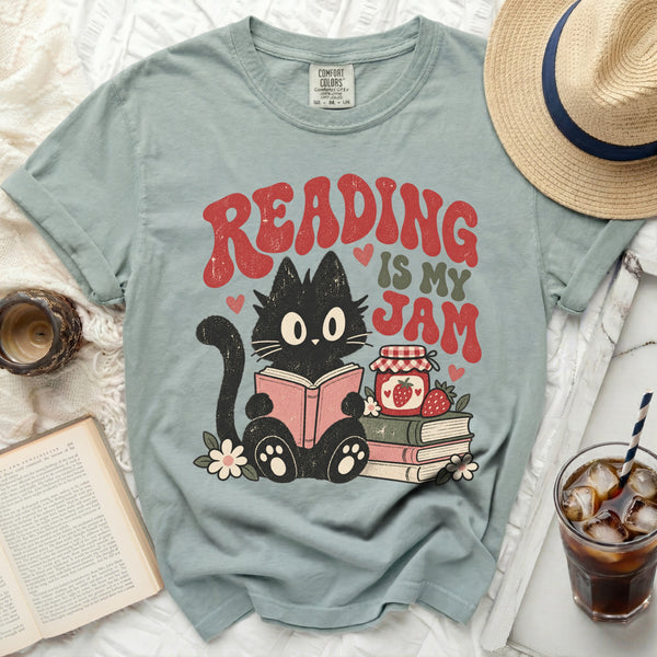 Reading Jam Cat Tee in Bay