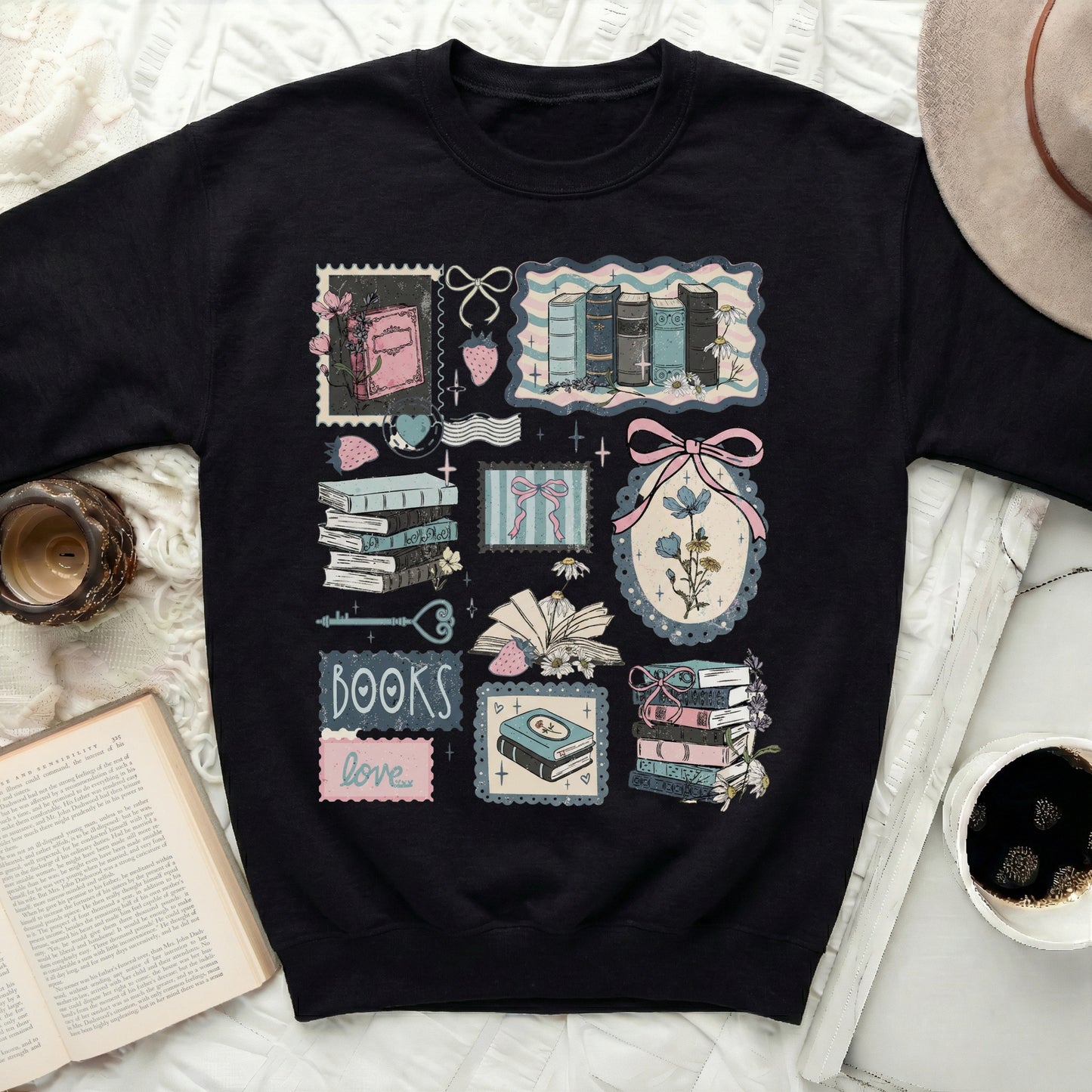 Charming Books Love Graphic Sweatshirt for Book Lovers