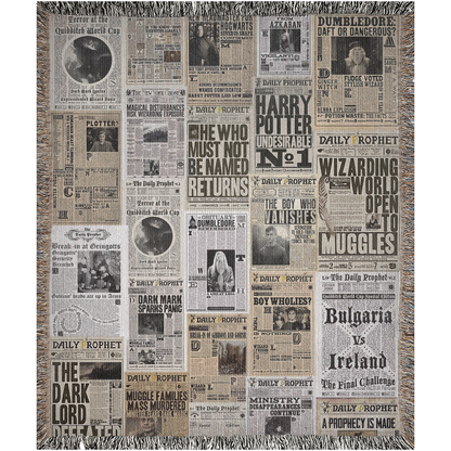 📰 Wizard Newspaper Woven Tapestry Blanket | Potterhead Magic 🧙‍♂️