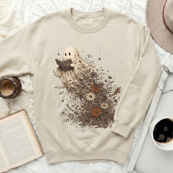 Spooky Blooms Ghost Sweatshirt in Sand