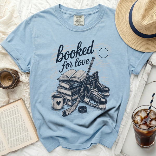 Booked For Love Hockey & Bookworm Tee in Chambray