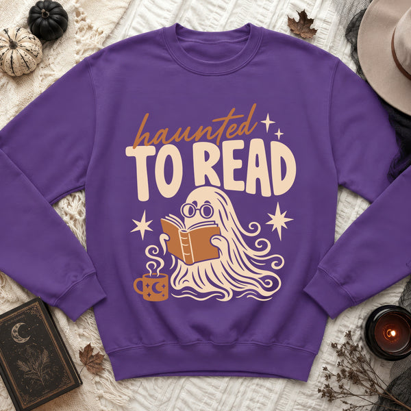 Haunted To Read Ghost Sweatshirt in Purple