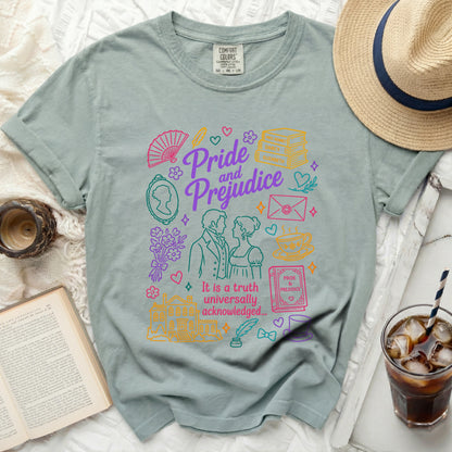 Pride and Prejudice shirt with quote "It is a truth universally acknowledged..."