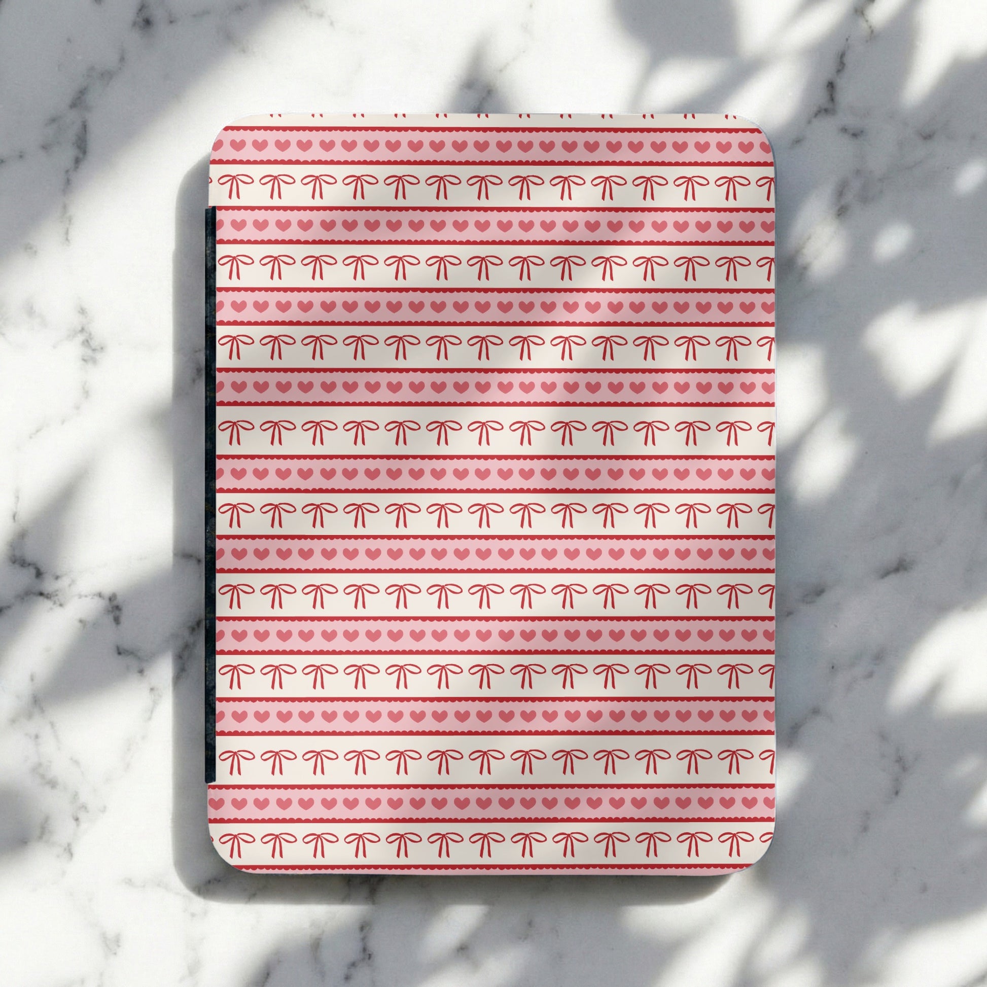 Pink and White Patterned Hearts and Bows Notebook