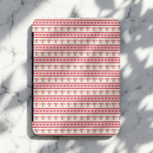Pink and White Patterned Hearts and Bows Notebook