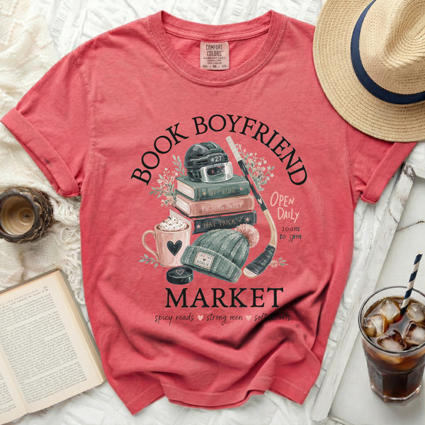 Book Boyfriend Hockey Market Tee in Watermelon