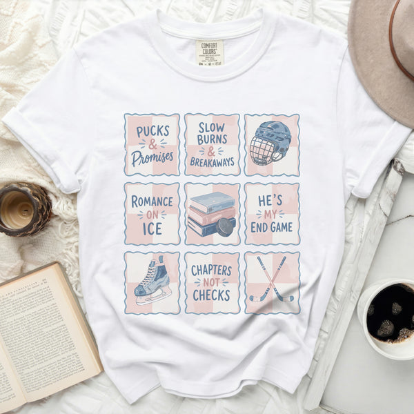 Pucks & Promises Bookish Tee in White