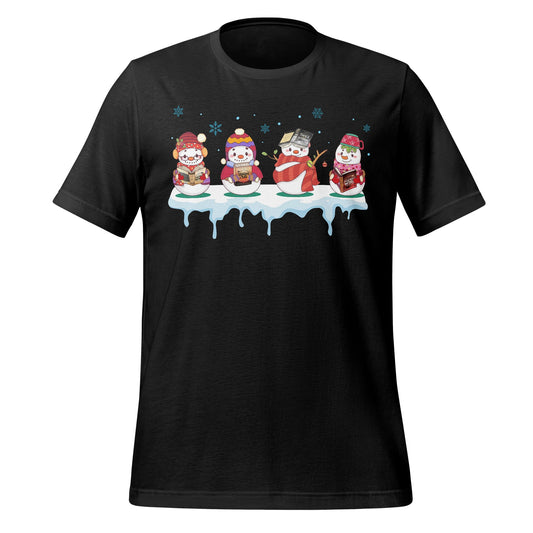 Cute Cartoon Christmas Snowmen on Ice T-Shirt