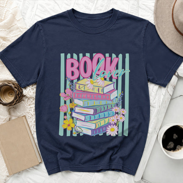 Book Lover Tee in True Navy