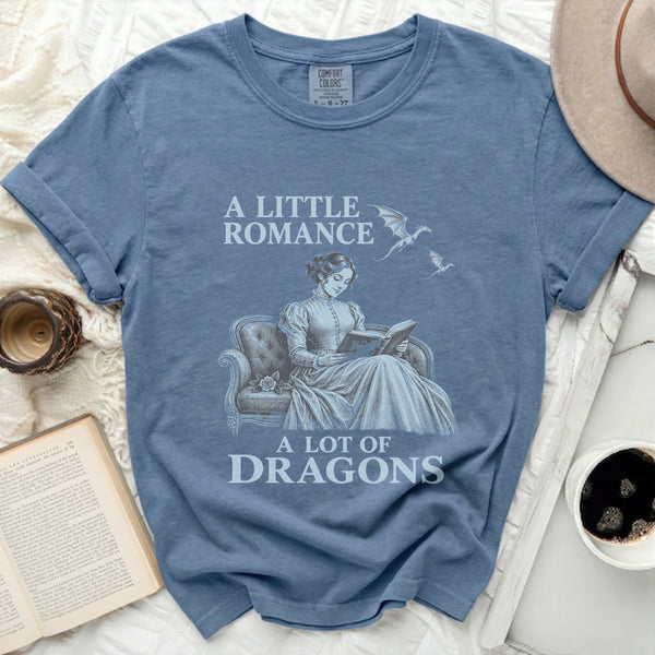Romance and Dragons Tee in Blue Jean